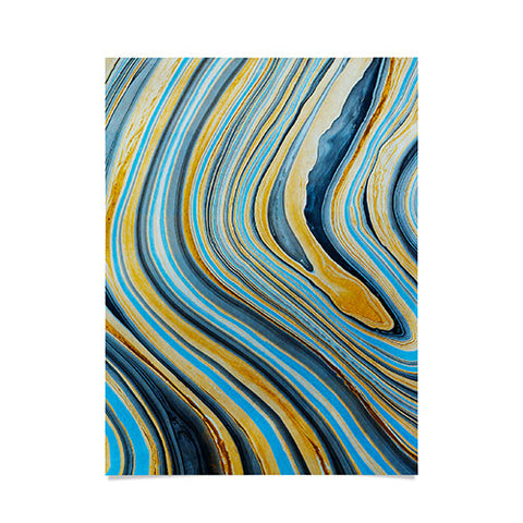 Marta Barragan Camarasa Blue marbled waves Poster