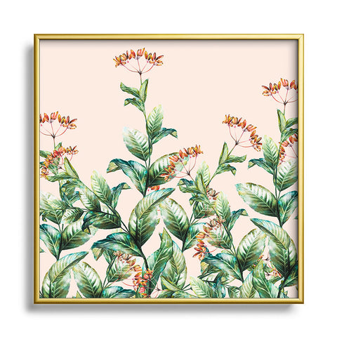 Marta Barragan Camarasa Botanical pink Square Metal Framed Art Print