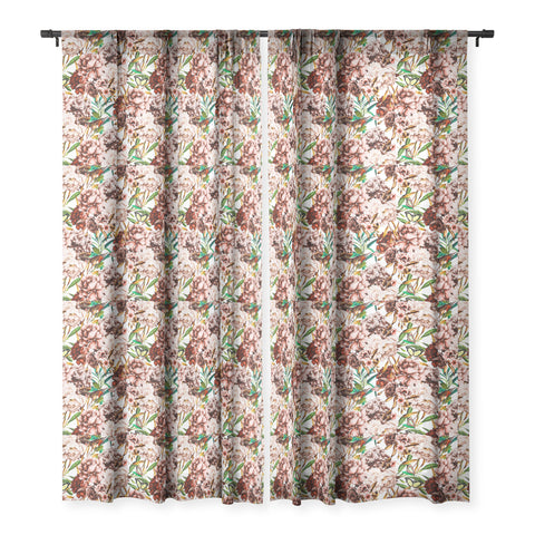 Marta Barragan Camarasa Bouquets pink vintage flowers Sheer Window Curtain