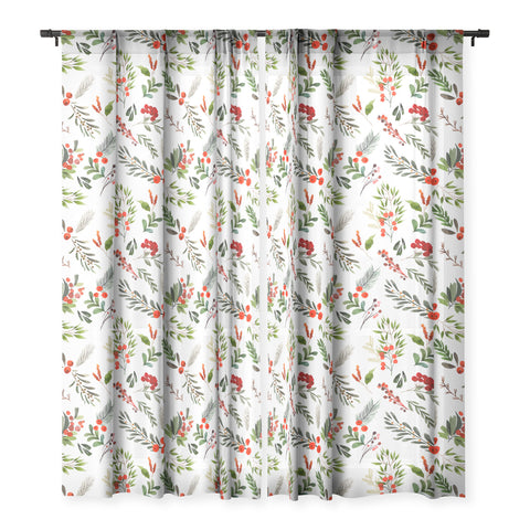 Marta Barragan Camarasa Christmas Botany 001 Sheer Window Curtain