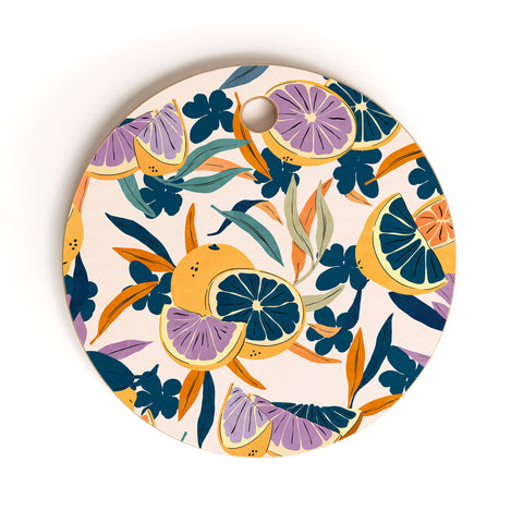Marta Barragan Camarasa Colorful lemons and oranges F Cutting Board Round
