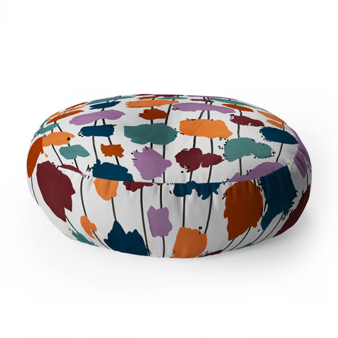 Marta Barragan Camarasa Colorful splashes on stripes Floor Pillow Round