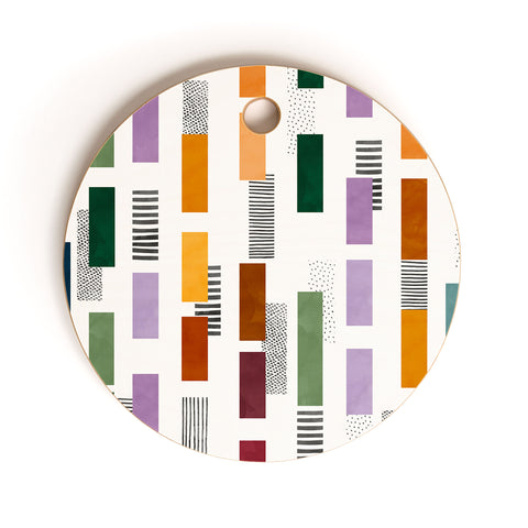 Marta Barragan Camarasa Colorful stripes and textures Cutting Board Round