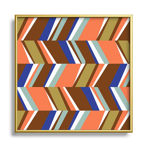 Marta Barragan Camarasa Colorful stripes retro 23 Square Metal Framed Art Print