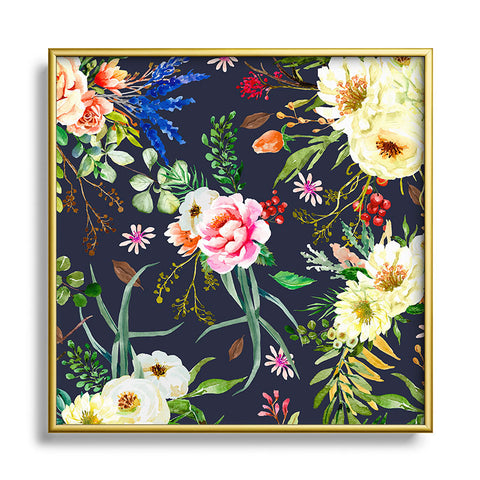 Marta Barragan Camarasa Darkness Wildflower Bouquets Square Metal Framed Art Print