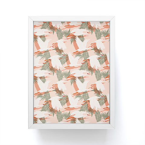 Marta Barragan Camarasa Flock cranes sunset Framed Mini Art Print