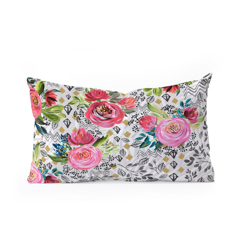 Marta Barragan Camarasa Flowered nature with geometric Oblong Throw Pillow