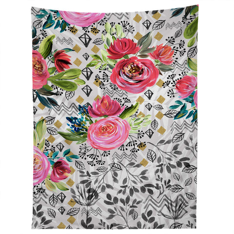 Marta Barragan Camarasa Flowered nature with geometric Tapestry