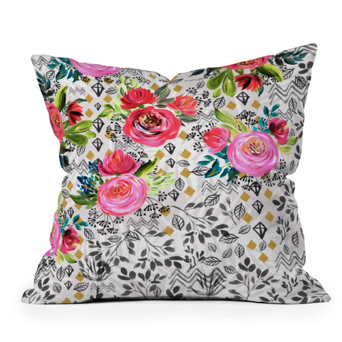 Marta Barragan Camarasa Flowered nature with geometric Throw Pillow