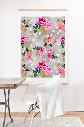 Marta Barragan Camarasa Flowers pink and gold Art Print And Hanger