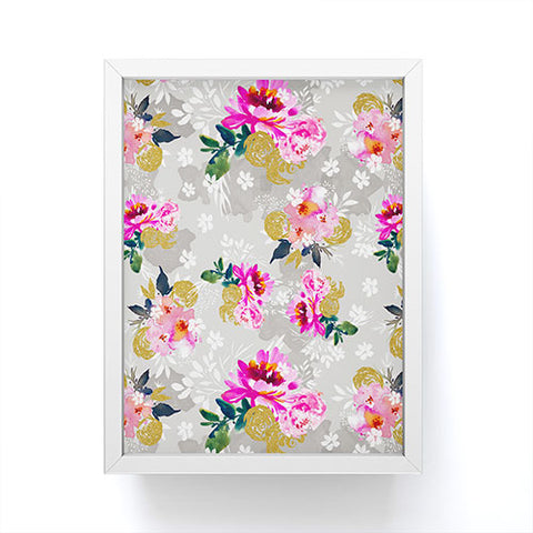 Marta Barragan Camarasa Flowers pink and gold Framed Mini Art Print