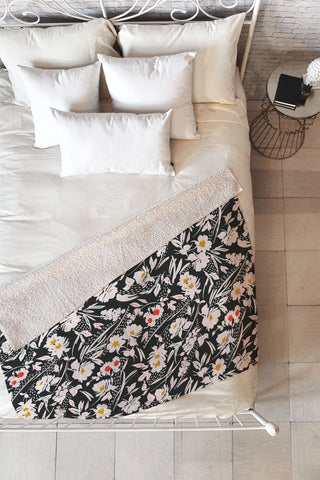 Marta Barragan Camarasa Garden floral brushstrokes Fleece Throw Blanket