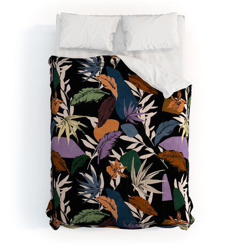 Marta Barragan Camarasa Leaf colorful dark jungle Comforter