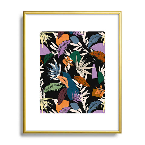 Marta Barragan Camarasa Leaf colorful dark jungle Metal Framed Art Print