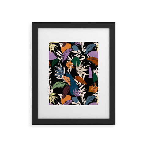 Marta Barragan Camarasa Leaf colorful dark jungle Framed Art Print