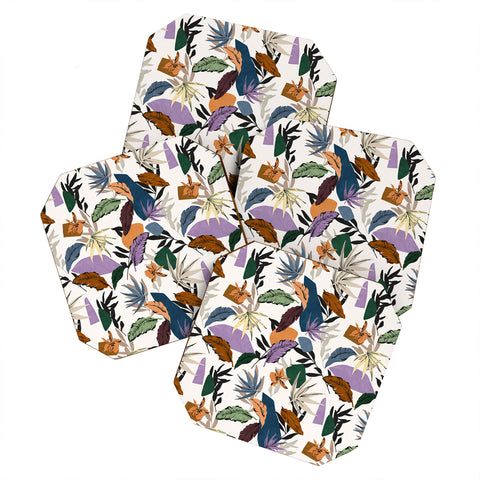 Marta Barragan Camarasa Leaf colorful modern jungle Coaster Set