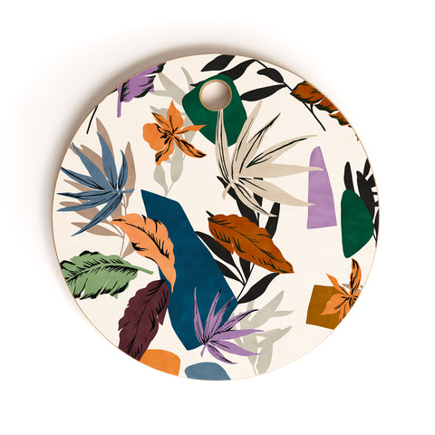 Marta Barragan Camarasa Leaf colorful modern jungle Cutting Board Round