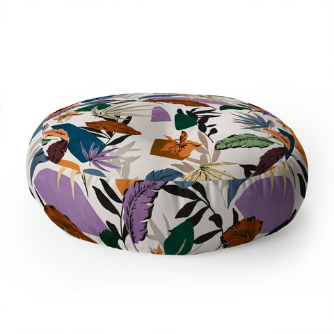Marta Barragan Camarasa Leaf colorful modern jungle Floor Pillow Round