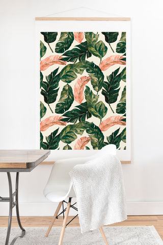 Marta Barragan Camarasa Leaf green and pink Art Print And Hanger
