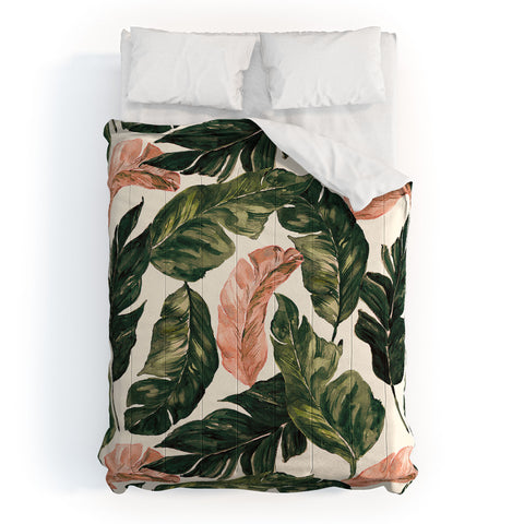 Marta Barragan Camarasa Leaf green and pink Comforter