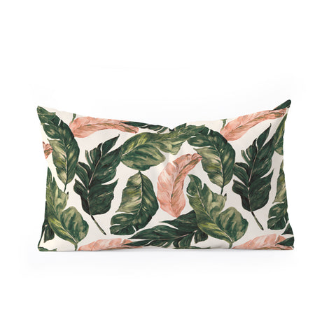 Marta Barragan Camarasa Leaf green and pink Oblong Throw Pillow
