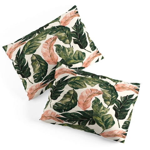 Marta Barragan Camarasa Leaf green and pink Pillow Shams