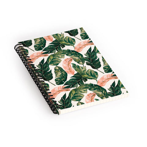 Marta Barragan Camarasa Leaf green and pink Spiral Notebook