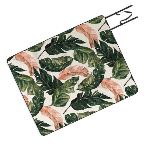 Marta Barragan Camarasa Leaf green and pink Picnic Blanket