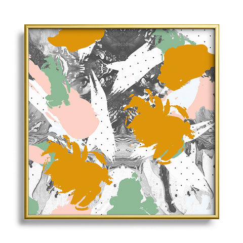Marta Barragan Camarasa Marbled abstract in the colors Square Metal Framed Art Print