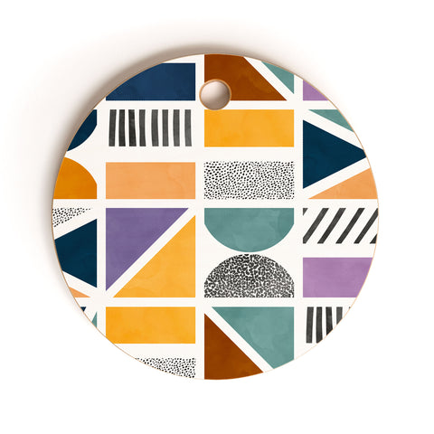 Marta Barragan Camarasa Mosaic shapes and textures Clf Cutting Board Round