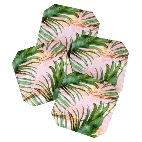 Marta Barragan Camarasa Palm leaf on marble 01 Coaster Set