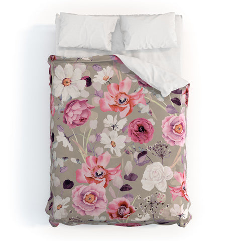 Marta Barragan Camarasa Pink and white flower garden Duvet Cover