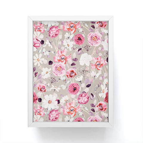 Marta Barragan Camarasa Pink and white flower garden Framed Mini Art Print