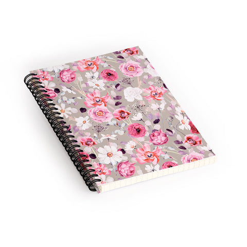 Marta Barragan Camarasa Pink and white flower garden Spiral Notebook