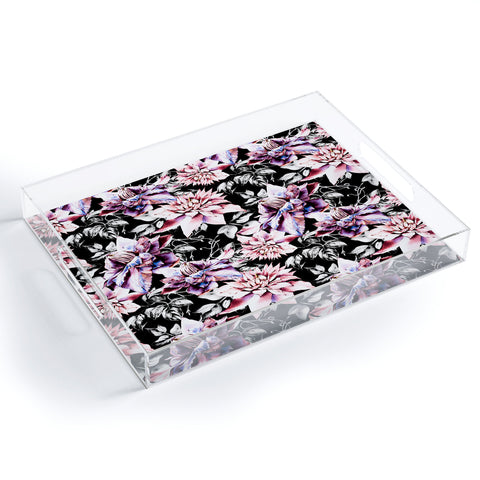 Marta Barragan Camarasa Pink bloom in the dark Acrylic Tray