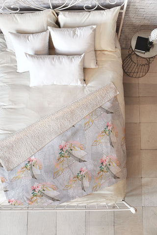 Marta Barragan Camarasa Romantic boho style pattern Fleece Throw Blanket