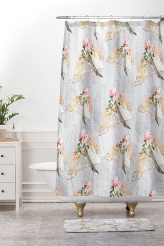 Marta Barragan Camarasa Romantic boho style pattern Shower Curtain And Mat