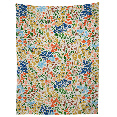 Marta Barragan Camarasa Spring flowery meadow Tapestry