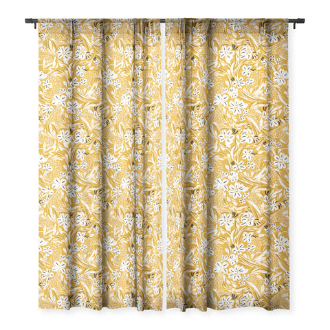 Marta Barragan Camarasa Tropical floral brush strokes Sheer Window Curtain