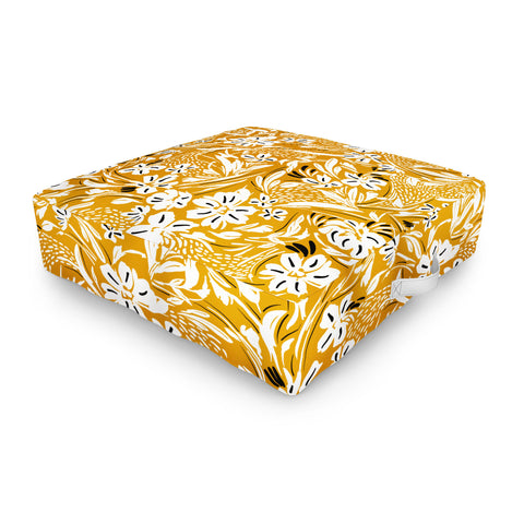 Marta Barragan Camarasa Tropical floral brush strokes Outdoor Floor Cushion