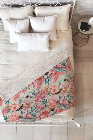 Marta Barragan Camarasa Tropical paradise pink Fleece Throw Blanket