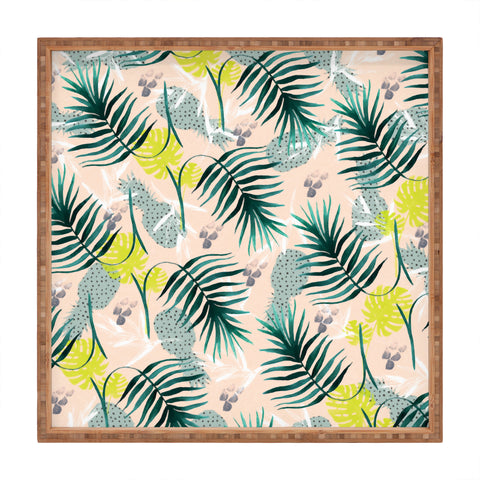 Marta Barragan Camarasa Tropical pattern leaf and pineapple Square Tray