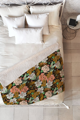 Marta Barragan Camarasa Vintage exotic flowery garden Fleece Throw Blanket