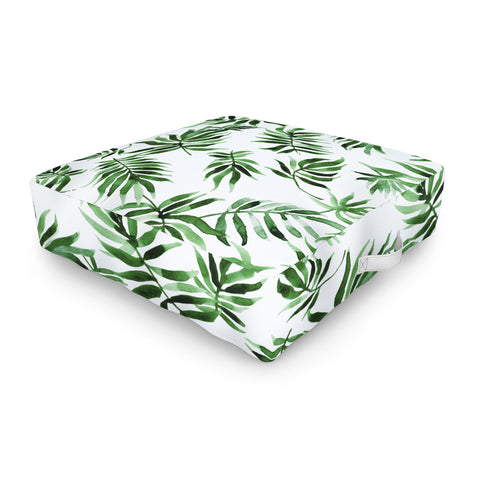 Marta Barragan Camarasa Watercolor green leaf Outdoor Floor Cushion