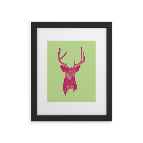 Martin Bunyi Deerhead Pink Framed Art Print