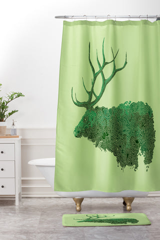 Martin Bunyi Elk Green Shower Curtain And Mat