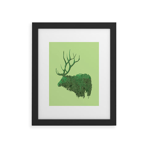 Martin Bunyi Elk Green Framed Art Print