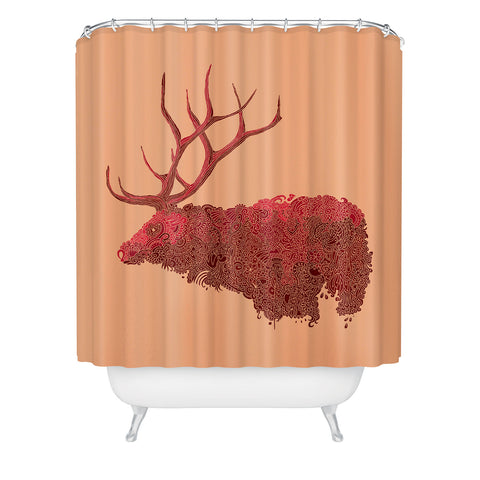 Martin Bunyi Elk Red Shower Curtain