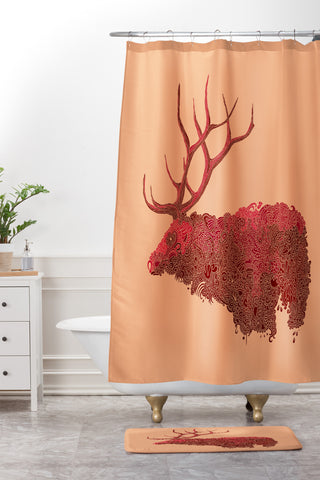 Martin Bunyi Elk Red Shower Curtain And Mat