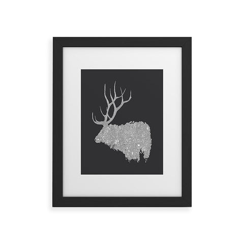 Martin Bunyi Elk White Framed Art Print